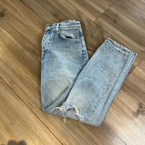 Free People Light Wash Distressed Straight Leg Jeans Denim Womens 27